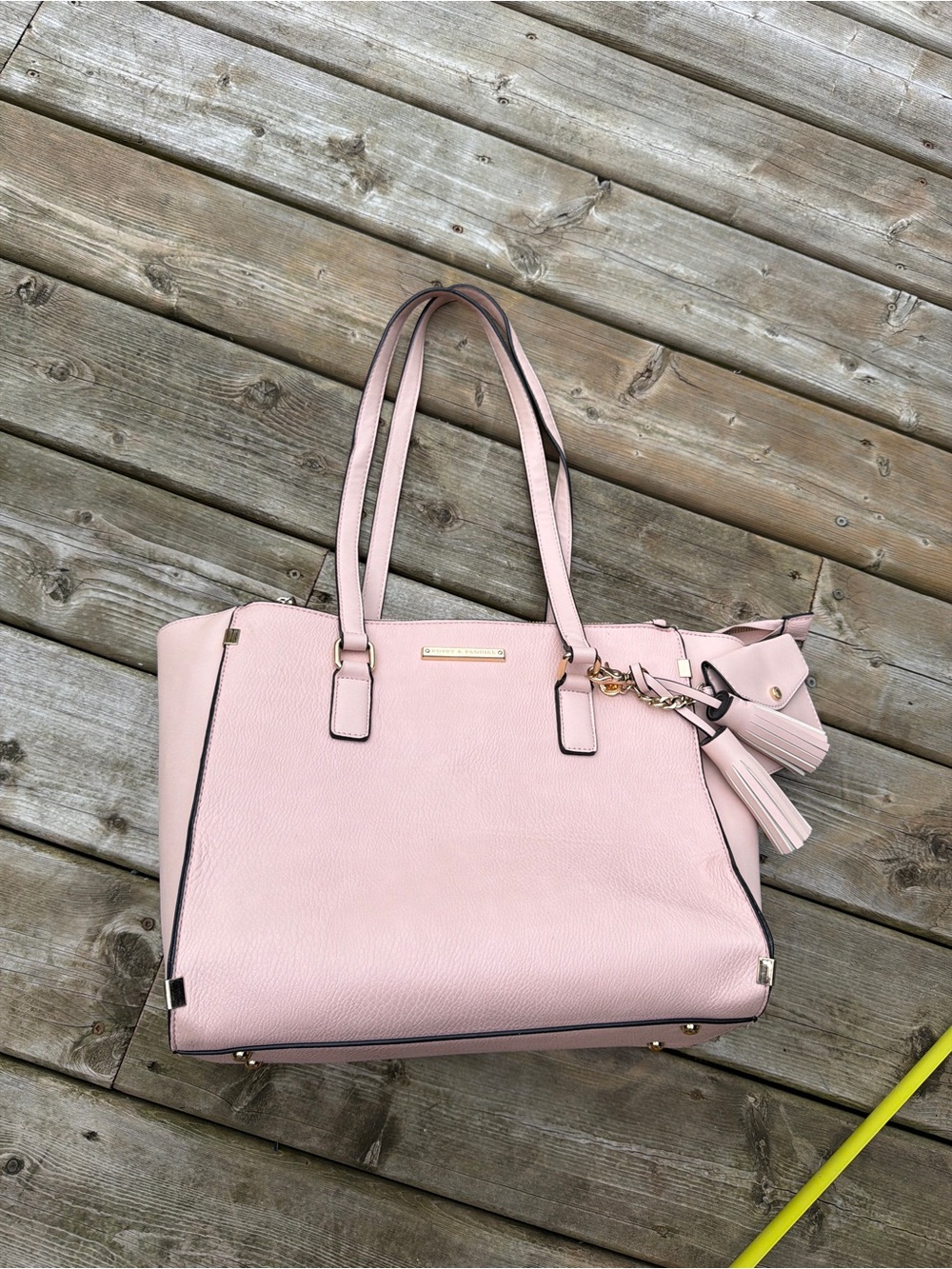 Poppy & Peonies Pink Blush Large Structured Tote Bag w/ Tassel